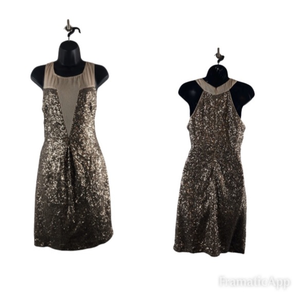 Anthropologie Dresses & Skirts - Chelsea&Violet large sequin gold beige bodycon